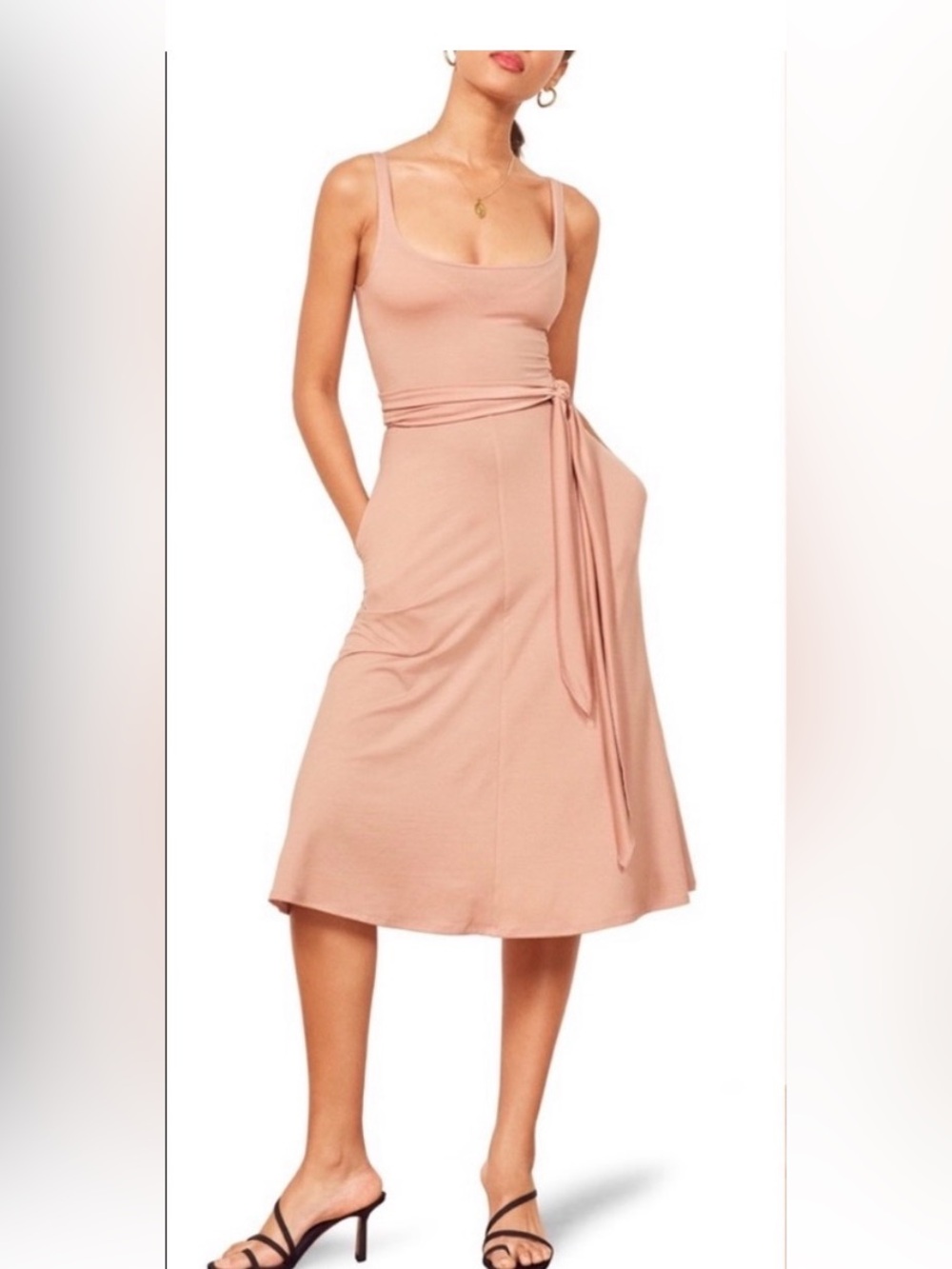 Reformation August Tank Jersey Knit Dress in Pink Blush